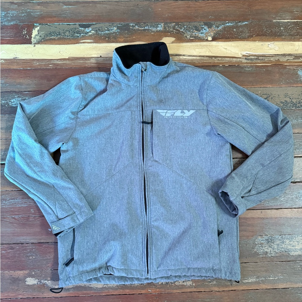 Fly Racing Ops Moto Softshell Jacket Grey Zip Front Performance Sz Small 💚🍄 - Picture 4 of 8